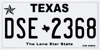TX license plate DSE2368