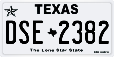 TX license plate DSE2382