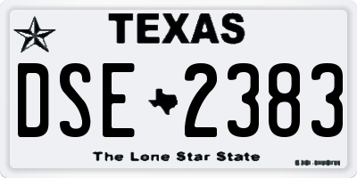 TX license plate DSE2383
