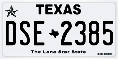 TX license plate DSE2385