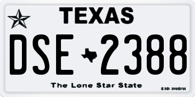 TX license plate DSE2388