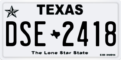 TX license plate DSE2418