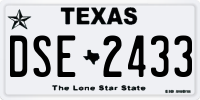 TX license plate DSE2433