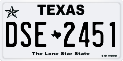 TX license plate DSE2451