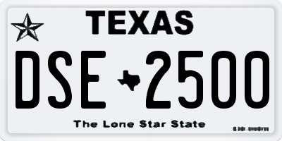 TX license plate DSE2500