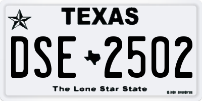 TX license plate DSE2502