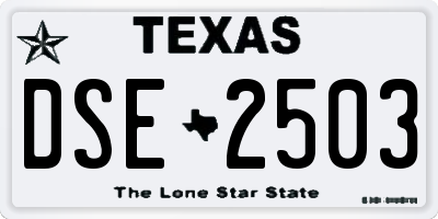 TX license plate DSE2503