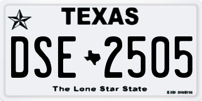 TX license plate DSE2505