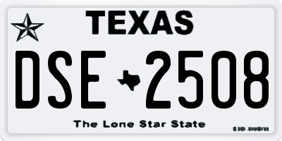 TX license plate DSE2508