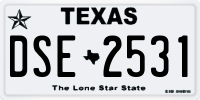 TX license plate DSE2531