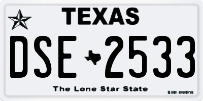 TX license plate DSE2533