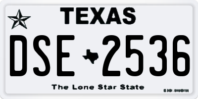 TX license plate DSE2536