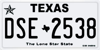 TX license plate DSE2538