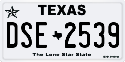 TX license plate DSE2539