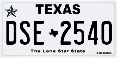 TX license plate DSE2540