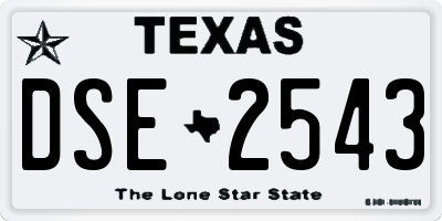 TX license plate DSE2543