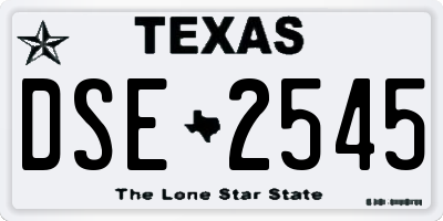 TX license plate DSE2545
