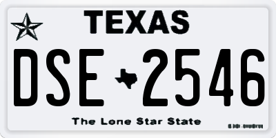 TX license plate DSE2546