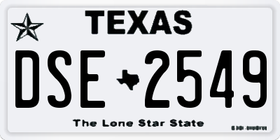 TX license plate DSE2549