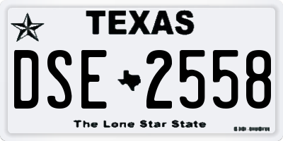 TX license plate DSE2558
