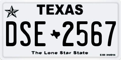 TX license plate DSE2567