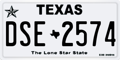 TX license plate DSE2574