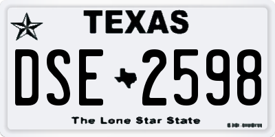 TX license plate DSE2598