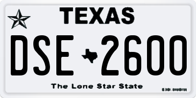 TX license plate DSE2600