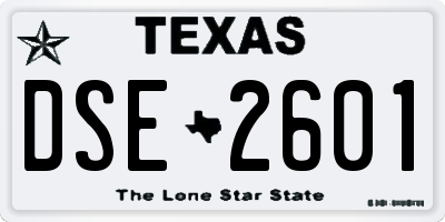 TX license plate DSE2601