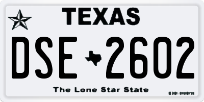 TX license plate DSE2602