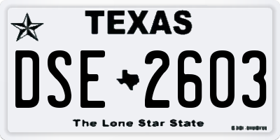 TX license plate DSE2603