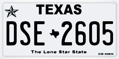 TX license plate DSE2605