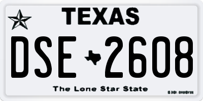 TX license plate DSE2608