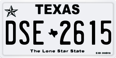 TX license plate DSE2615