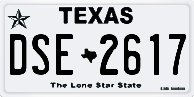TX license plate DSE2617