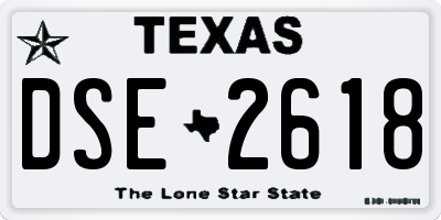 TX license plate DSE2618