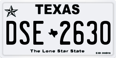 TX license plate DSE2630