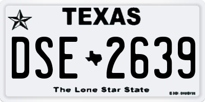 TX license plate DSE2639