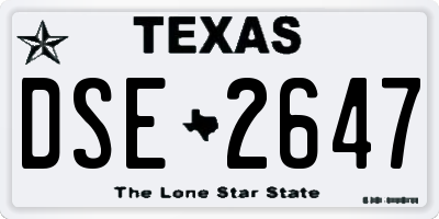TX license plate DSE2647