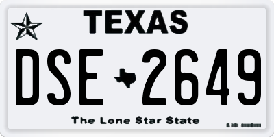 TX license plate DSE2649