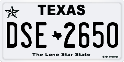 TX license plate DSE2650