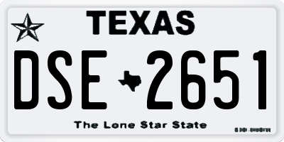 TX license plate DSE2651