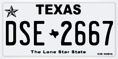 TX license plate DSE2667