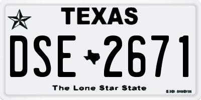 TX license plate DSE2671