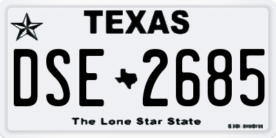 TX license plate DSE2685
