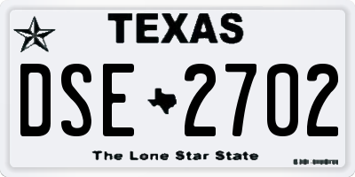 TX license plate DSE2702