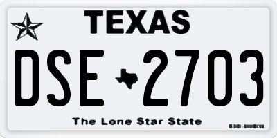 TX license plate DSE2703