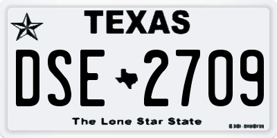 TX license plate DSE2709
