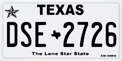 TX license plate DSE2726