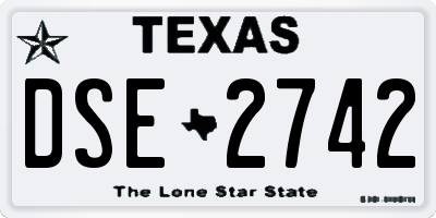 TX license plate DSE2742